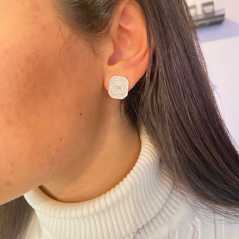 Rectangle Sparkling Baguette Studs