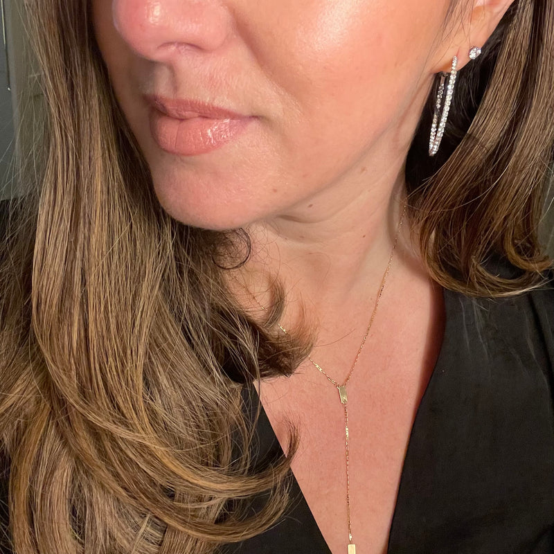 Medium Round Crystal Hoops in silver