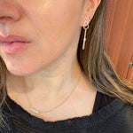 14k White Gold Linear Drop Earrings