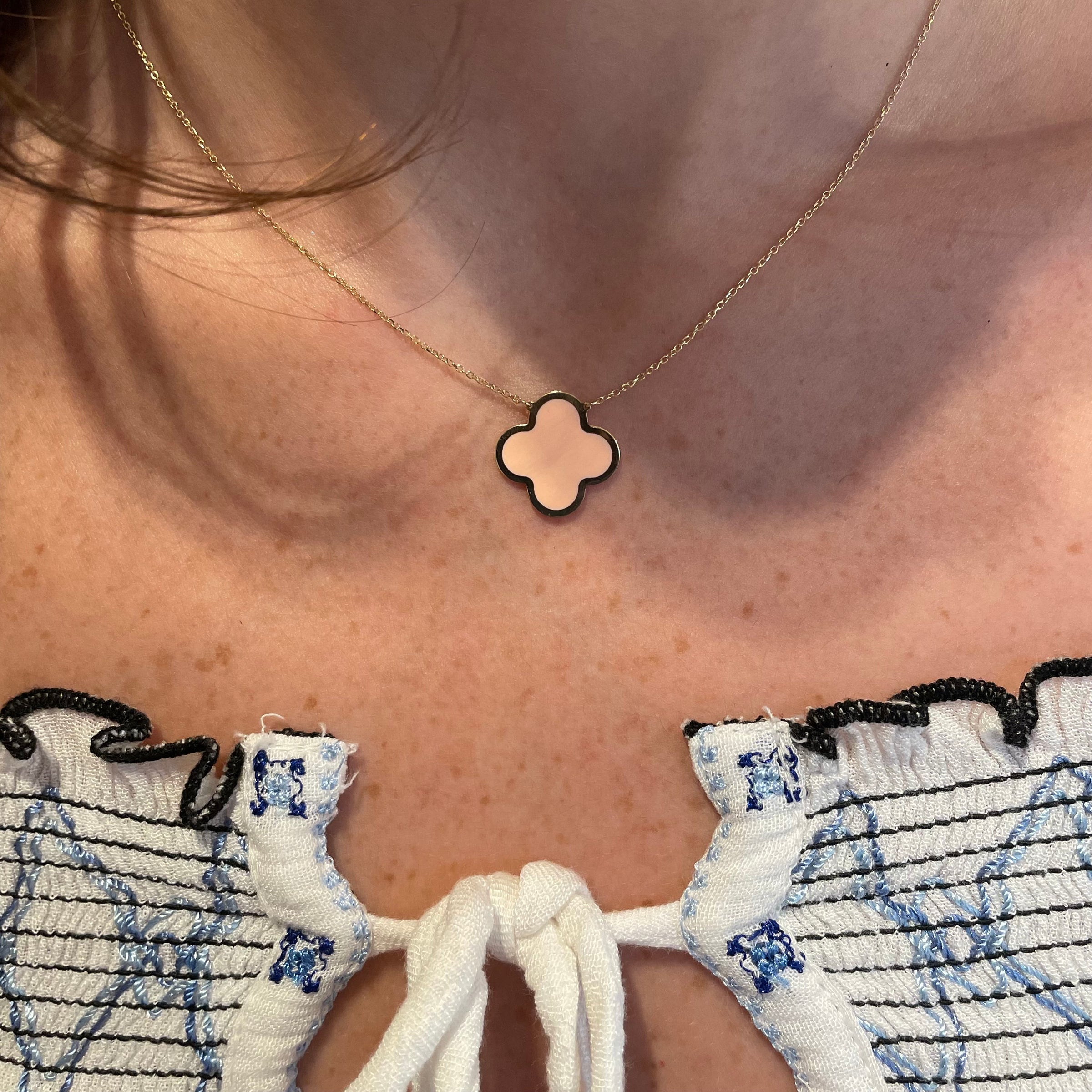 14K Rose Gold Four-Leaf Heart Clover Necklace