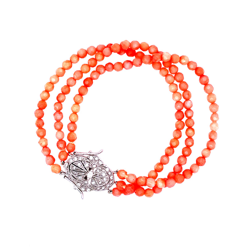 Coral Three Strand Bracelet