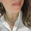 Mint Bead & Ruby Charm Necklace