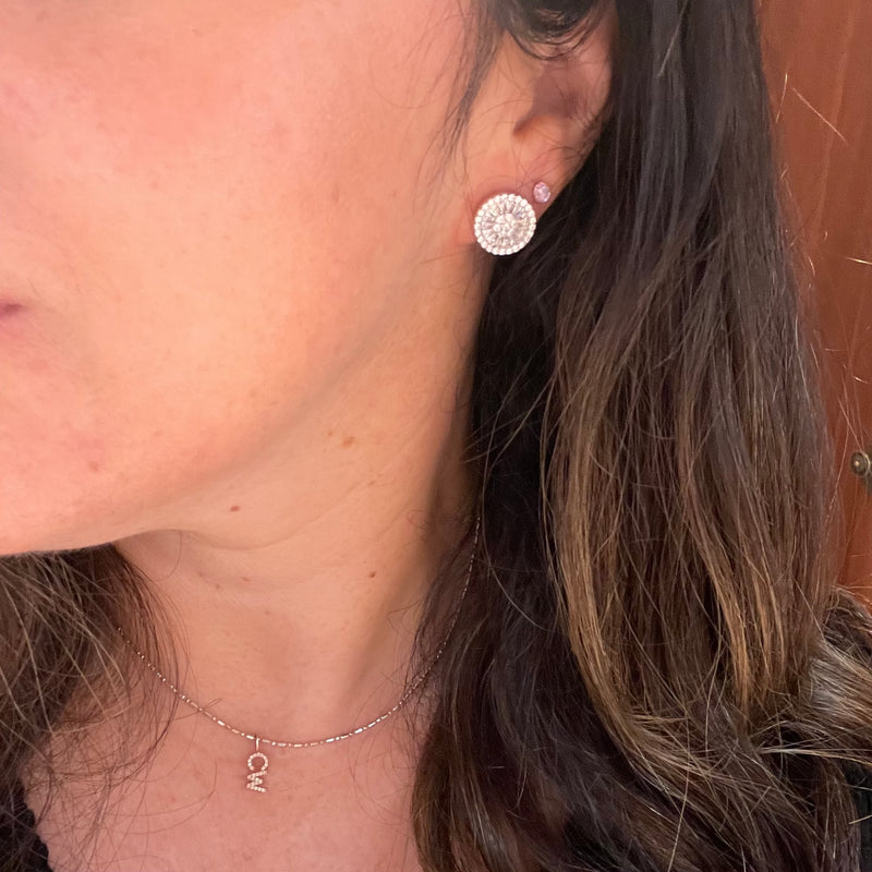 Round Sparkling Baguette Studs