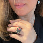 Oxidized Statement Ring With Gold Detail