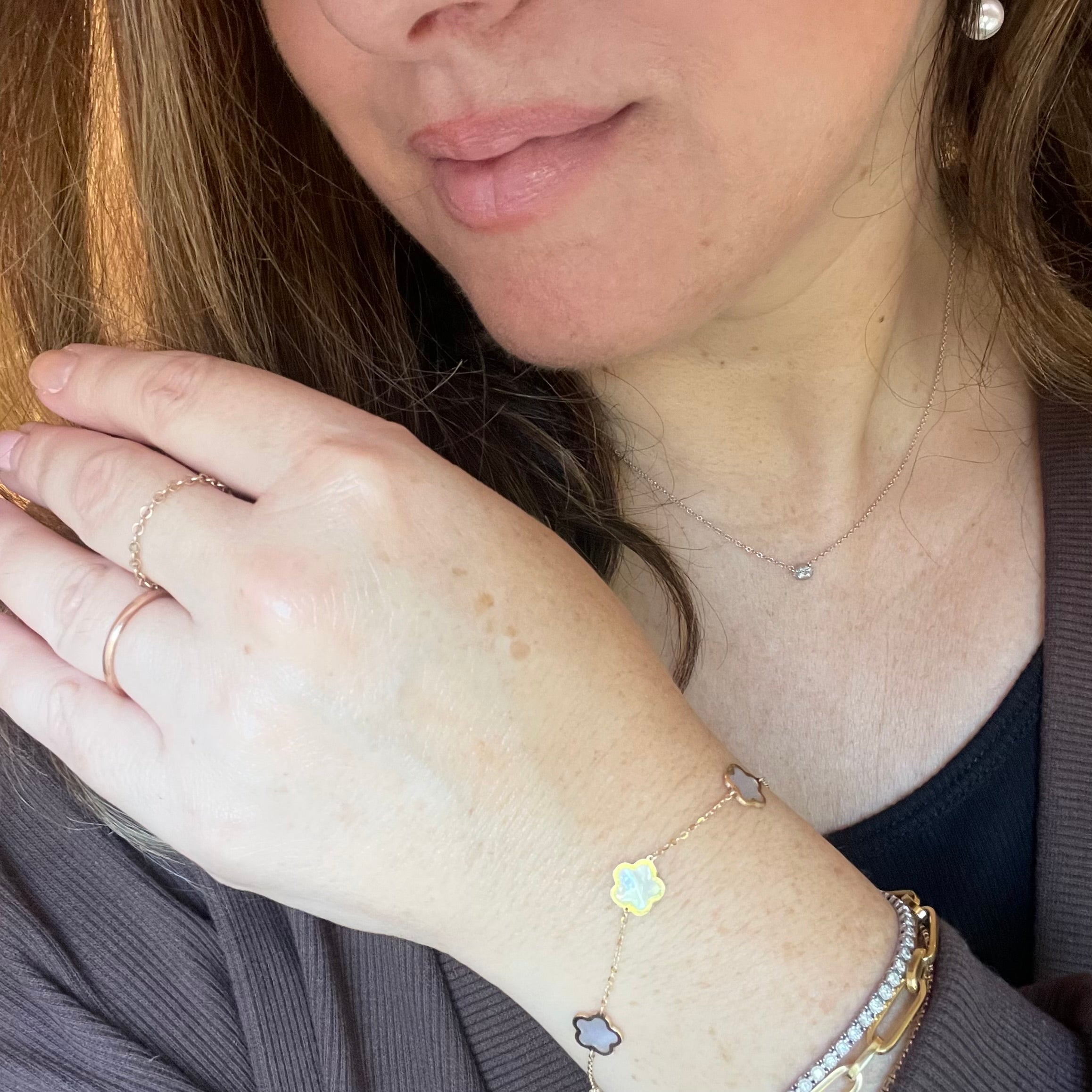 14K Gold Diamond Flower Charm Bracelet – FERKOS FJ