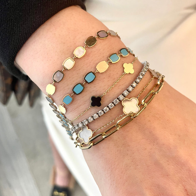 14K Mother-of-Pearl Cushion Cut Bracelet