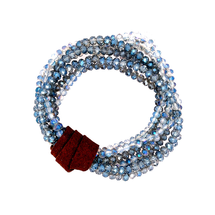 Multi Strand Blue Bead Stretch Bracelet