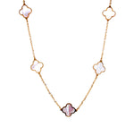 14K Gold Clover Mother Of Pearl Necklace