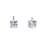 14K White Gold Studs With Round Cubic Zirconia