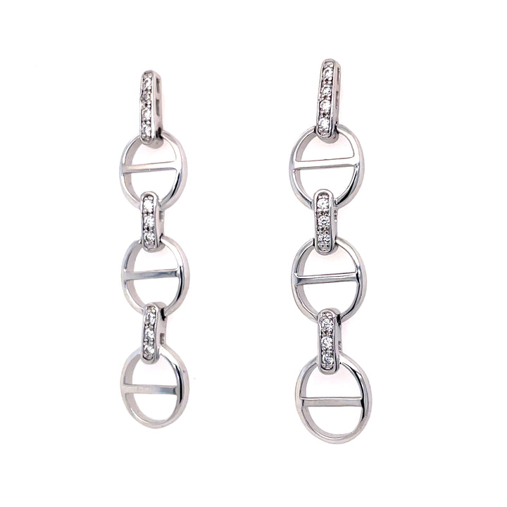 Link Style Drop Earrings in Silver