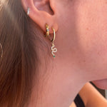 Sparkling Snake Drop Hoops in Gold