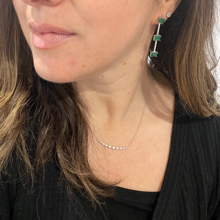 Triple Green Stone Linear Earrings