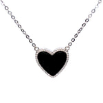 Black Heart Necklace With Cubic Zirconia in Silver or Gold