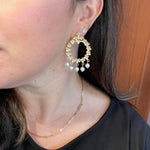 Teardrop Earring With Dangling Pearl Charms