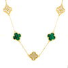 Green & Gold Ten Clover Necklace
