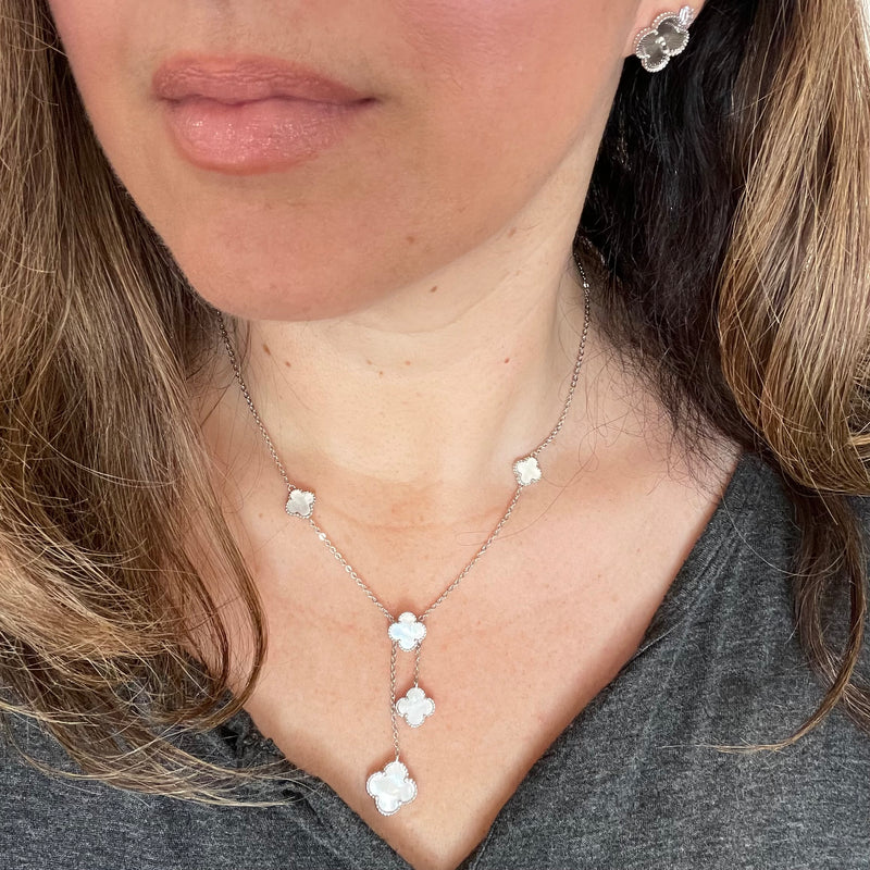 Lariat Mother-of-Pearl Clover Necklace