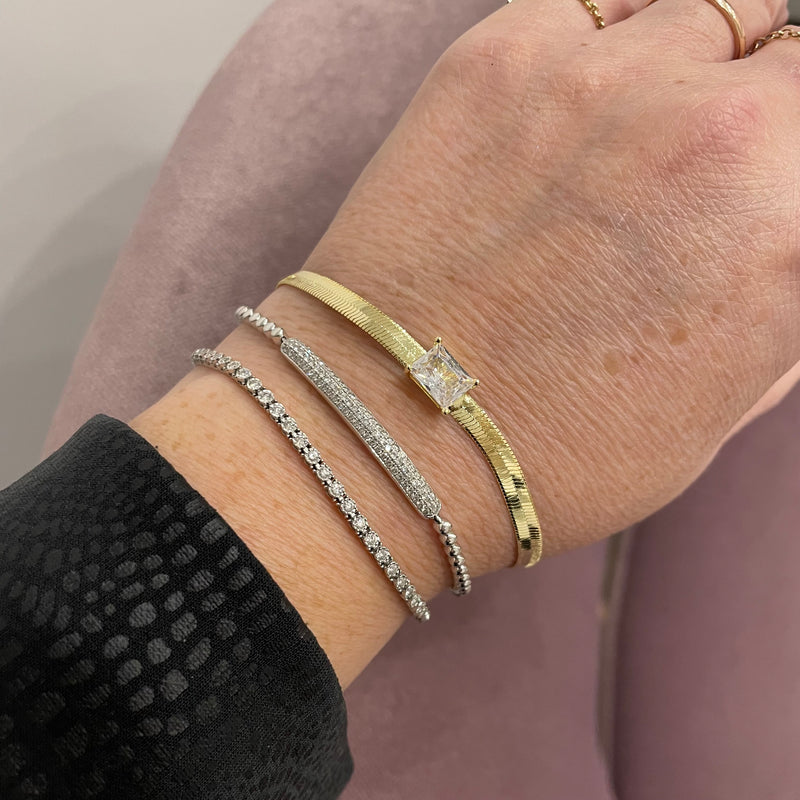 Herringbone Bracelet with Rectangle Stone