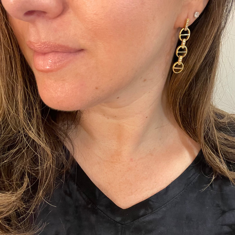 Link Style Drop Earrings in Gold