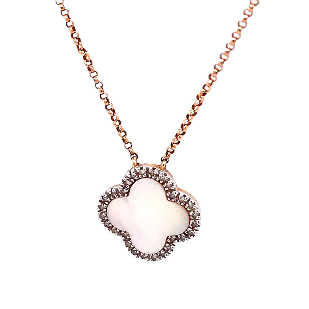 14K Rose Gold Clover Necklace