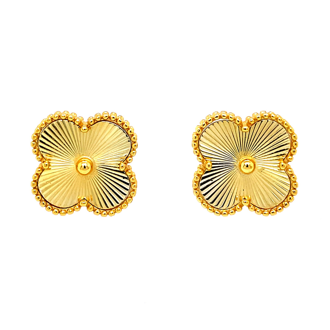 Textured Clover Studs in Gold