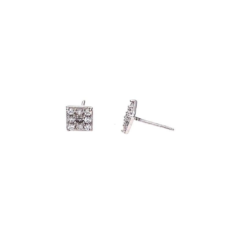 14K White Gold Mini Square Studs