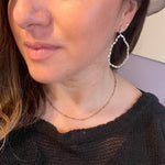 Silver Baguette Teardrop Earrings