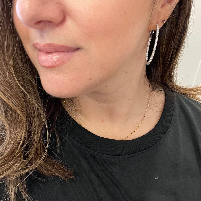 Crystal Oval Hoops in Silver