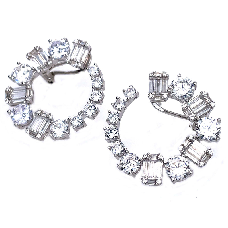 Sterling Silver Elegant Baguette Earrings