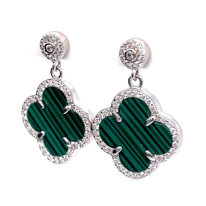 Green Hanging Clover Earrings