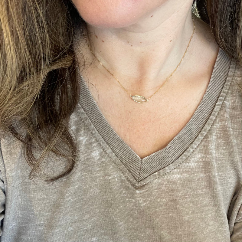 14K Gold Oval Peridot Necklace