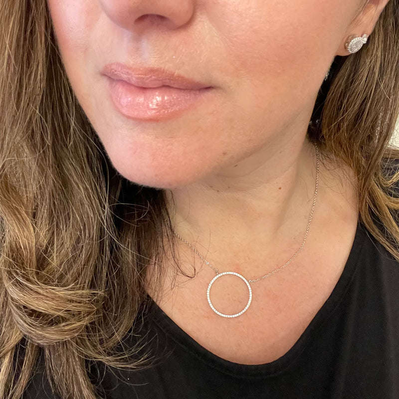 Pave Large Circle Pendant