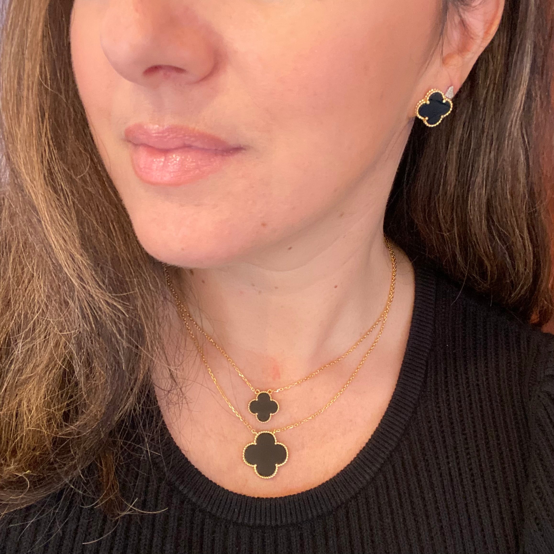 Pavé Black Onyx Clover Necklace