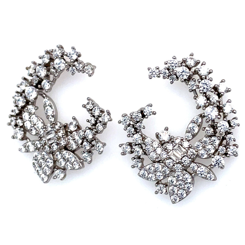 Formal Floral Open Hoop Earrings