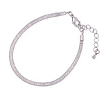 Thin Mesh Crystal Fill Bracelet in Silver