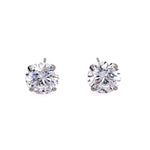 14K White Gold Studs With Round Cubic Zirconia