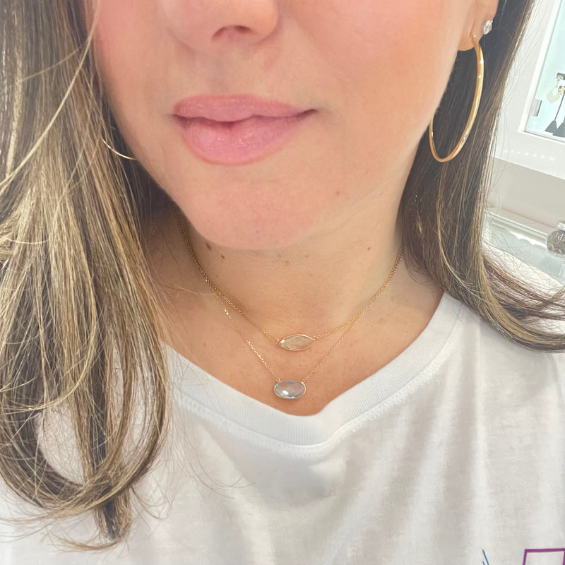 14K Gold Oval Peridot Necklace