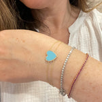 14K Double Chain Turquoise Heart Bracelet