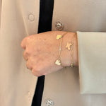 14K Mini Link Butterfly & Heart Charm Bracelet