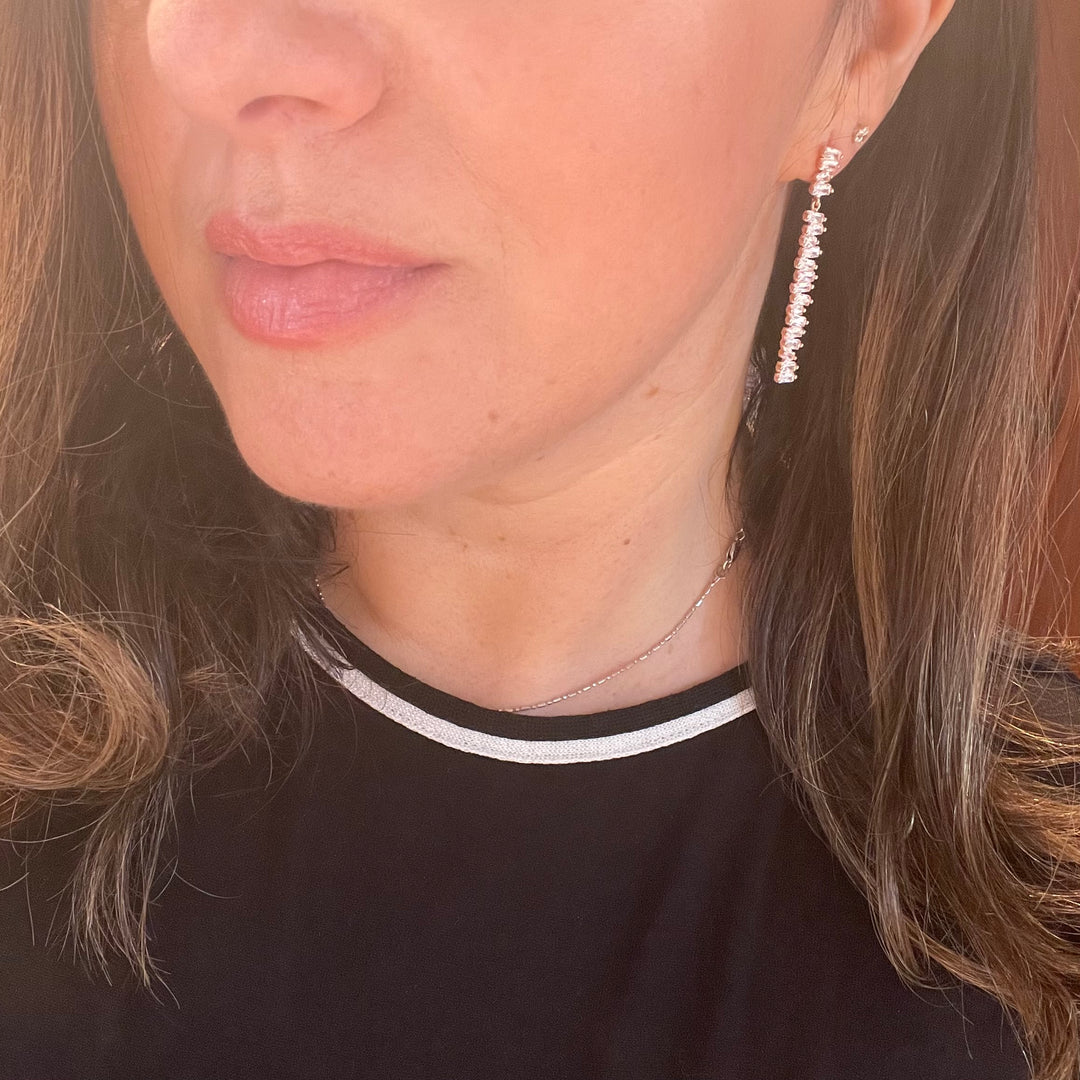 Elegant Baguette Earrings in Rose Gold
