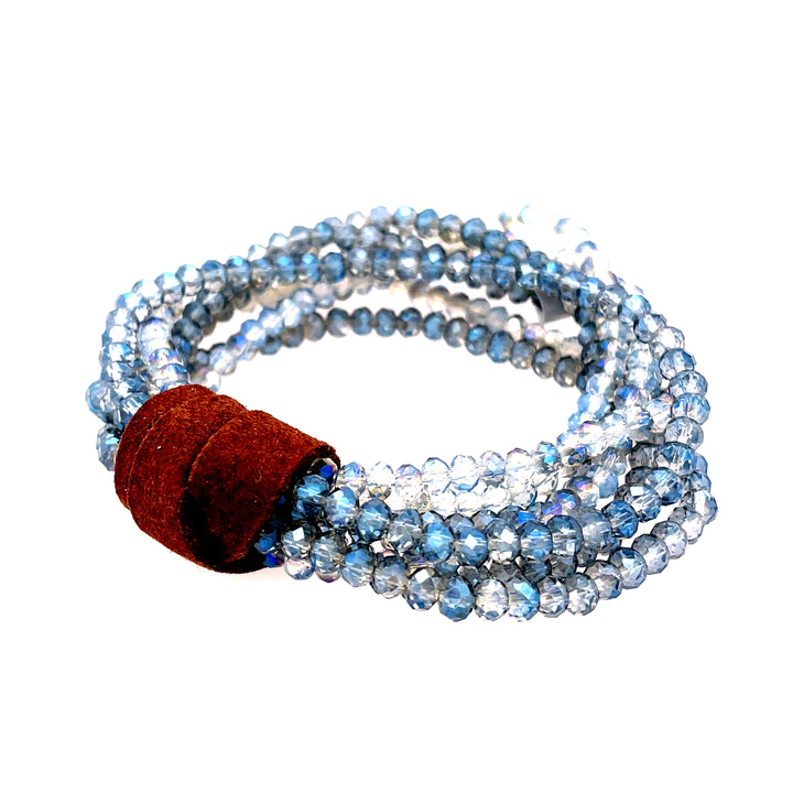 Multi Strand Blue Bead Stretch Bracelet