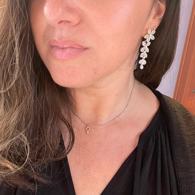 Sparkling Flower Statement Earrings in Silver