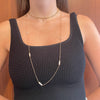 14K Rose Gold Long Pearl Bar Necklace