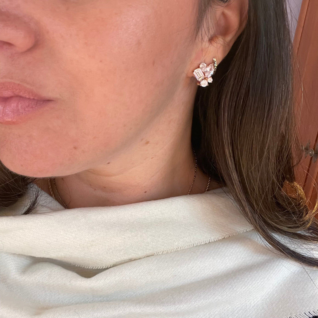 Cluster Earrings in Rose Gold