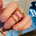 14K Gold Diamond & Ruby Elegant Band Ring