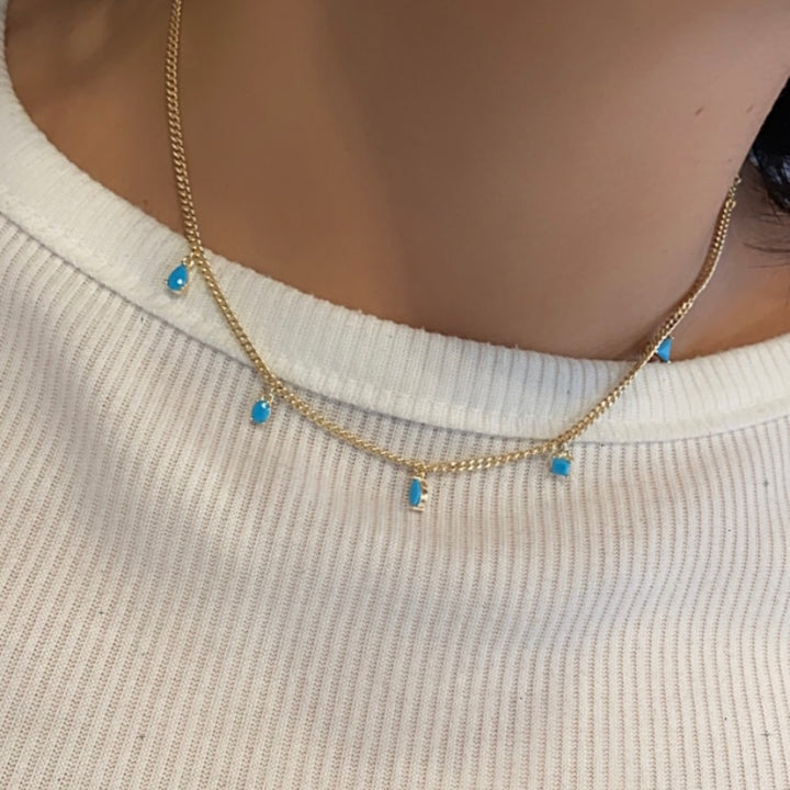 Multi Shaped Turquoise Charm Necklace