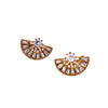 Fan Stud Earrings With Crystal Accents
