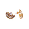 Fan Stud Earrings With Crystal Accents