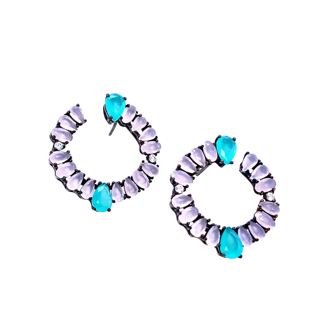 Rose Quartz and Chalcedony Earrings